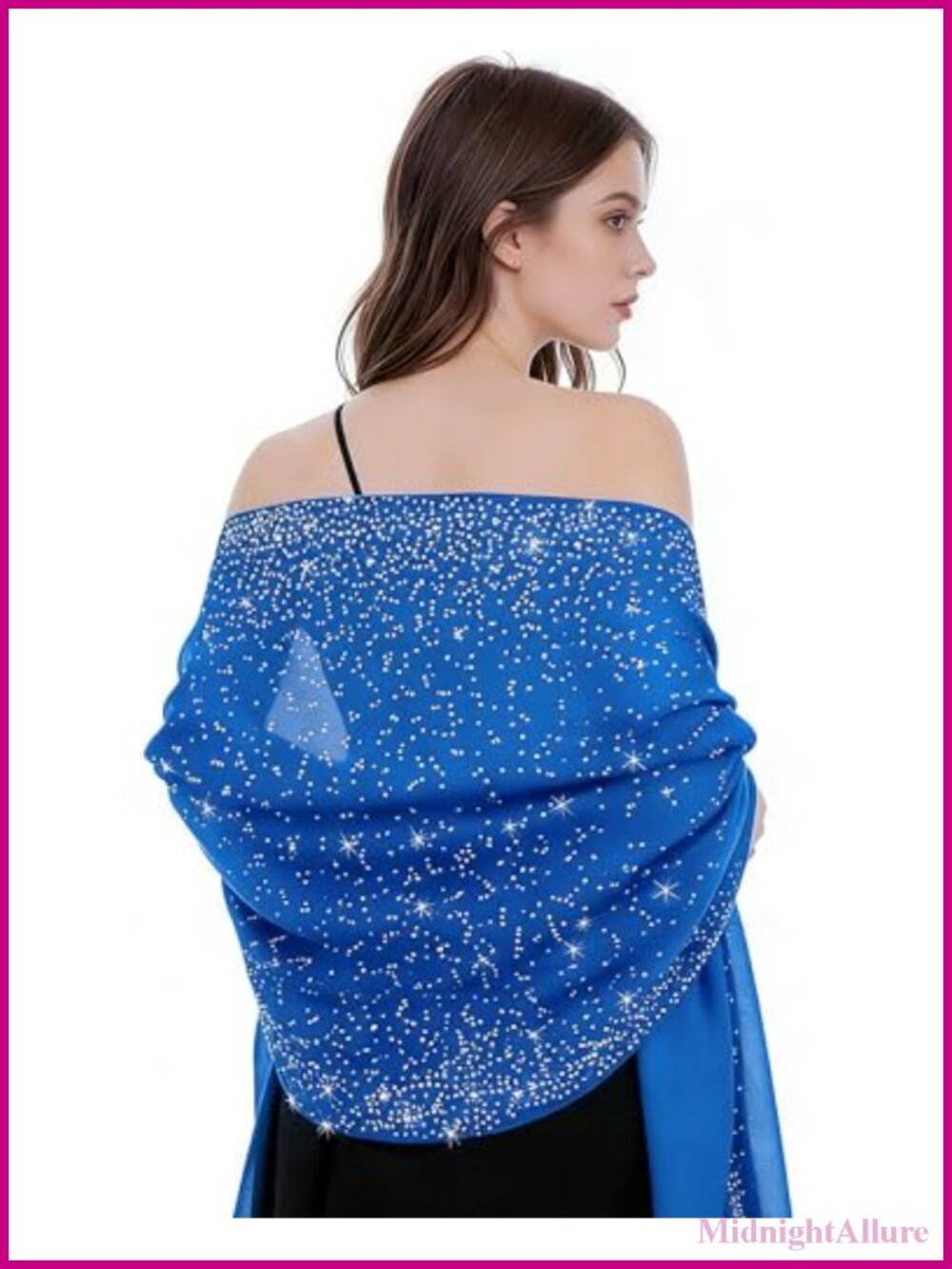 Sheer Chiffon Rhinestone Shawl Wrap Scarf for Evening Dresses